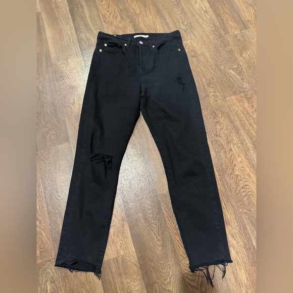 Levi's Denim - Levi’s Wedgie Women’s Denim Jeans Size 27 Black Button Fly Distressed